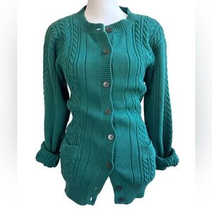 VTG 80s Abercrombie granny cable knit sweater cardigan nerd academia Hong Kong M